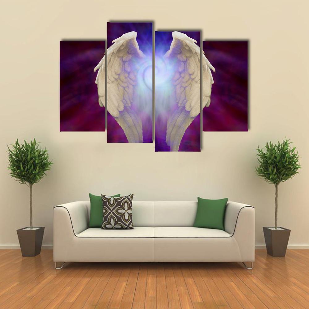 Angel Wings Canvas Wall Art-4 Pop-Gallery Wrap-34" x 20"-Tiaracle