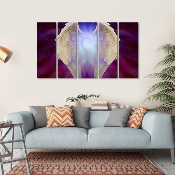Angel Wings Canvas Wall Art-5 Horizontal-Gallery Wrap-22" x 12"-Tiaracle