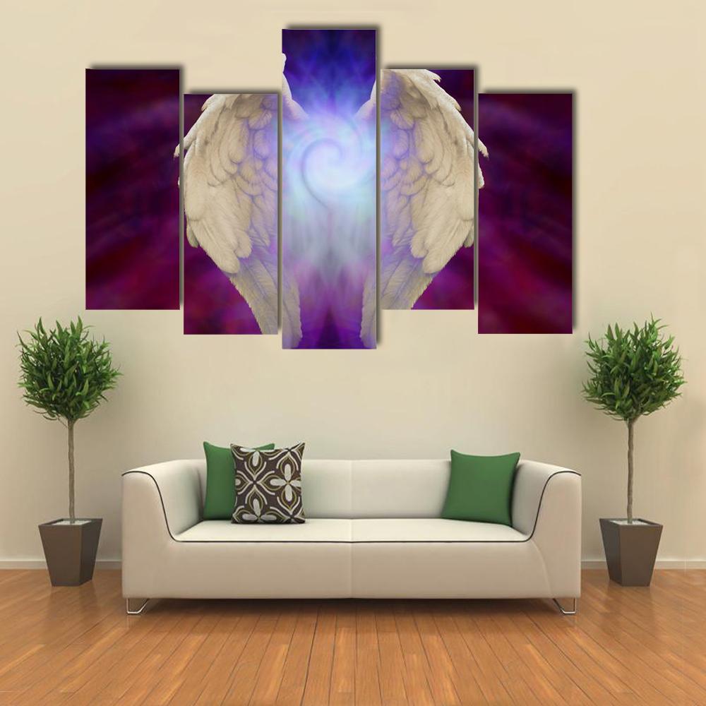Angel Wings Canvas Wall Art-5 Pop-Gallery Wrap-32" x 21"-Tiaracle