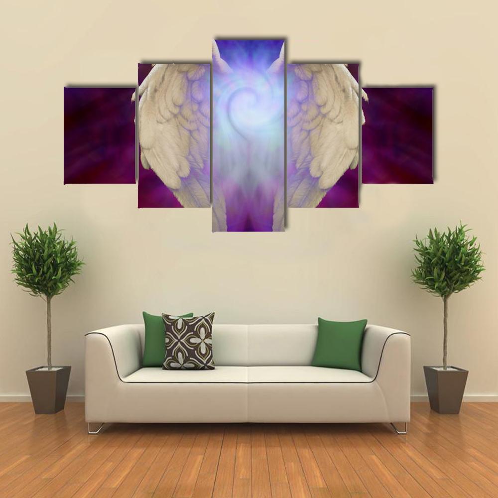 Angel Wings Canvas Wall Art-5 Star-Gallery Wrap-42" x 21"-Tiaracle