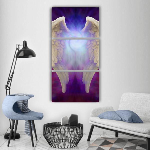 Angel Wings Vertical Canvas Wall Art-3 Vertical-Gallery Wrap-12" x 25"-Tiaracle