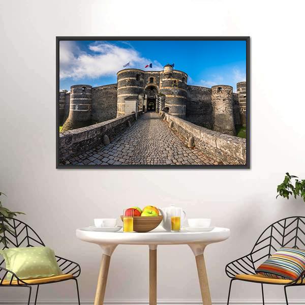 Angers Castle France Canvas Wall Art-1 Piece-Floating Frame-24" x 16"-Tiaracle