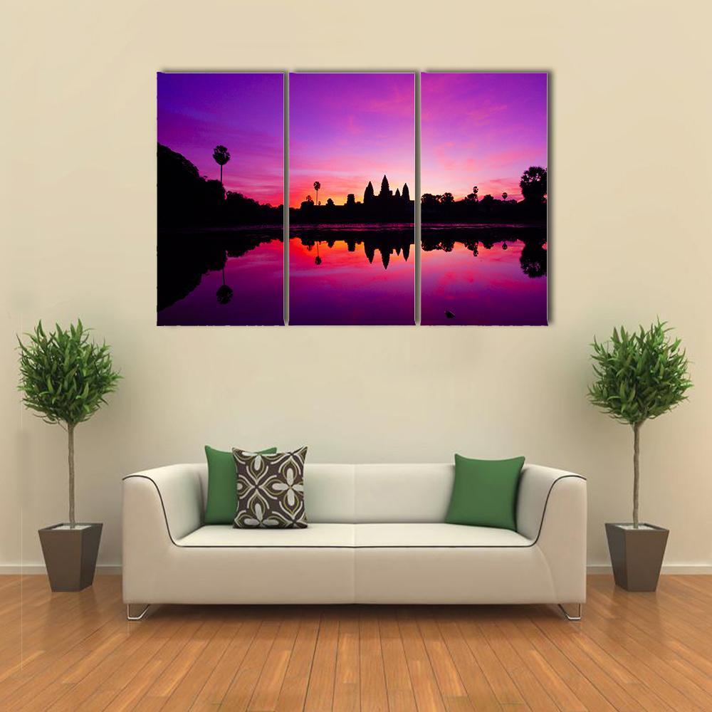 Angkor Wat Temple At Sunset Canvas Wall Art-3 Horizontal-Gallery Wrap-37&quot; x 24&quot;-Tiaracle