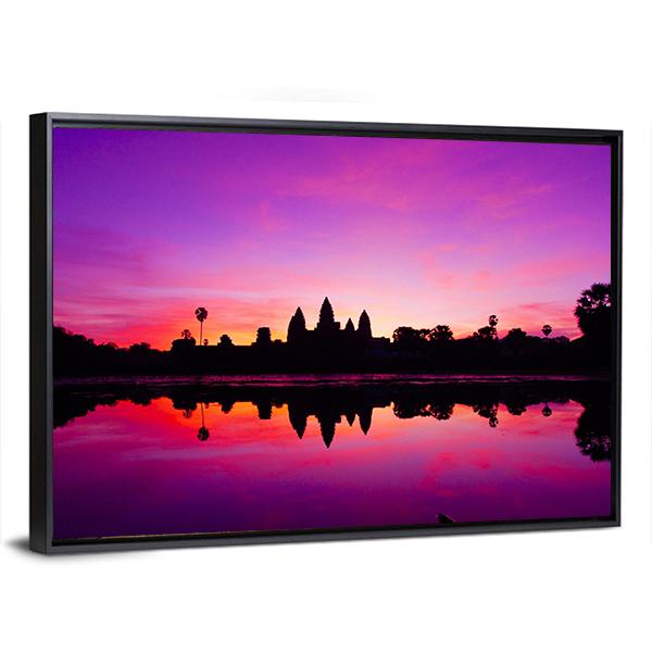 Angkor Wat Temple At Sunset Canvas Wall Art-3 Horizontal-Gallery Wrap-25" x 16"-Tiaracle