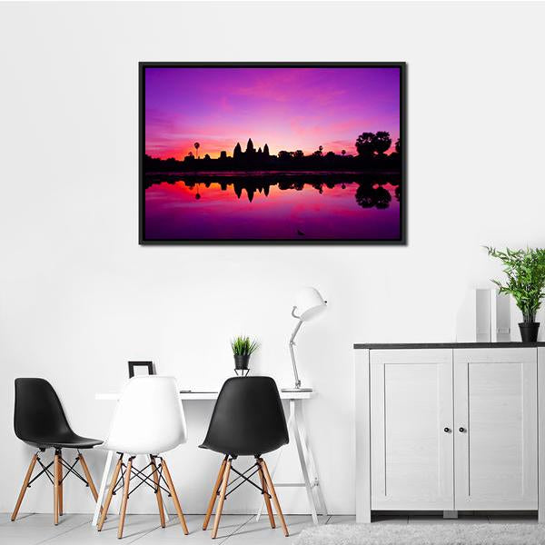 Angkor Wat Temple At Sunset Canvas Wall Art-3 Horizontal-Gallery Wrap-25" x 16"-Tiaracle