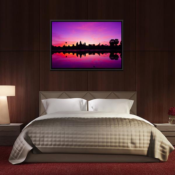 Angkor Wat Temple At Sunset Canvas Wall Art-3 Horizontal-Gallery Wrap-25" x 16"-Tiaracle