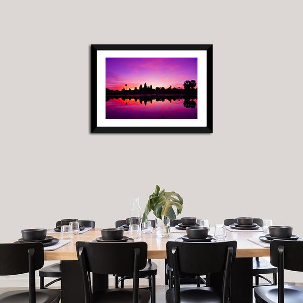 Angkor Wat Temple At Sunset Canvas Wall Art-3 Horizontal-Gallery Wrap-25" x 16"-Tiaracle