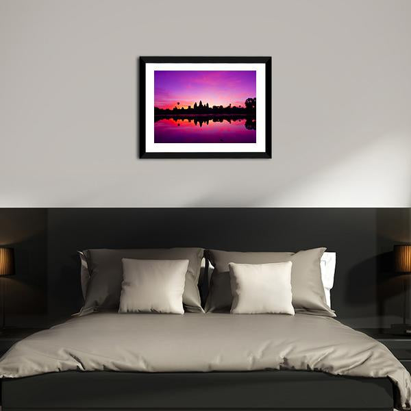 Angkor Wat Temple At Sunset Canvas Wall Art-3 Horizontal-Gallery Wrap-25" x 16"-Tiaracle