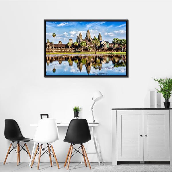 Angkor Wat Temple Canvas Wall Art-1 Piece-Floating Frame-24" x 16"-Tiaracle