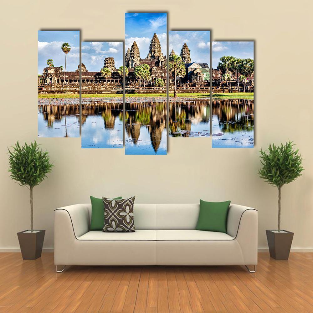 Angkor Wat Temple Canvas Wall Art-5 Pop-Gallery Wrap-47&quot; x 32&quot;-Tiaracle