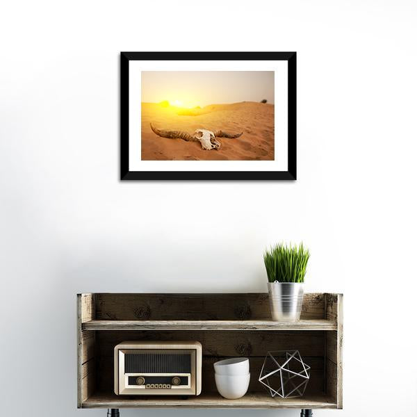 Animal Skull In The Desert Canvas Wall Art-1 Piece-Framed Print-20" x 16"-Tiaracle