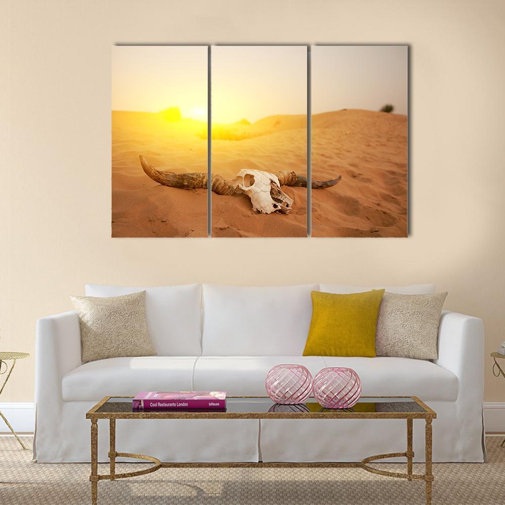 Animal Skull In The Desert Canvas Wall Art-3 Horizontal-Gallery Wrap-37" x 24"-Tiaracle