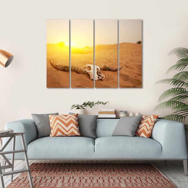 Animal Skull In The Desert Canvas Wall Art-4 Horizontal-Gallery Wrap-34" x 24"-Tiaracle