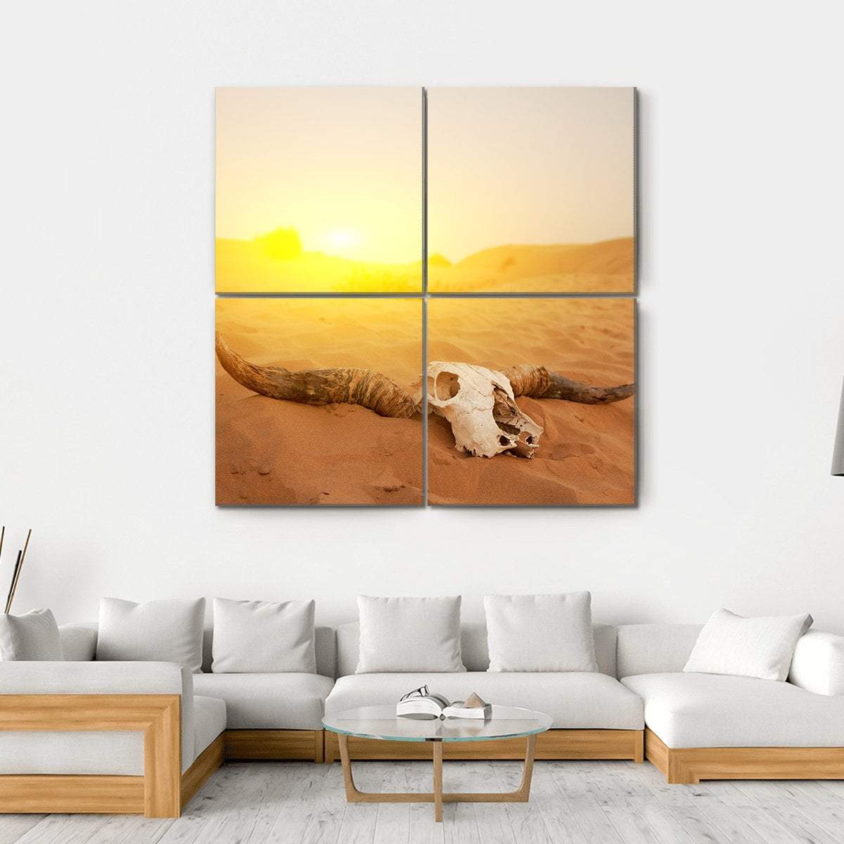 Animal Skull In The Desert Canvas Wall Art-4 Square-Gallery Wrap-17" x 17"-Tiaracle