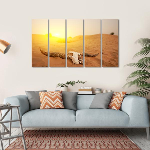 Animal Skull In The Desert Canvas Wall Art-5 Horizontal-Gallery Wrap-22" x 12"-Tiaracle