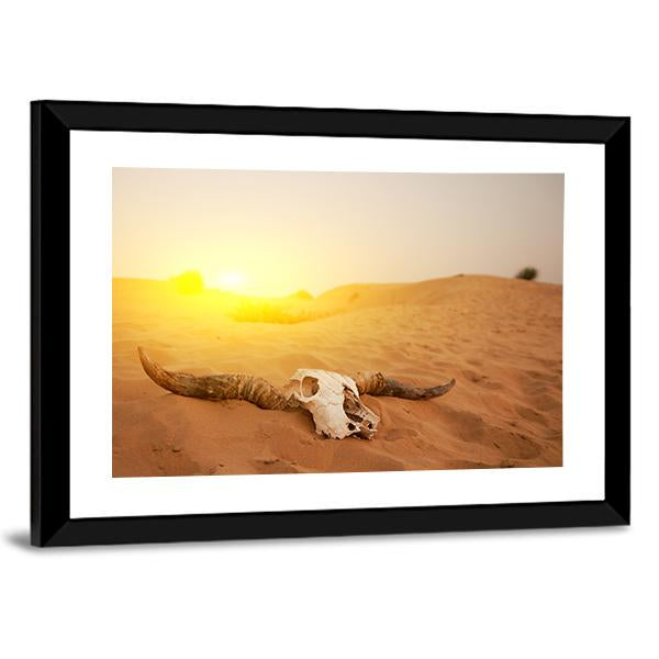 Animal Skull In The Desert Panoramic Canvas Wall Art-1 Piece-36" x 12"-Tiaracle