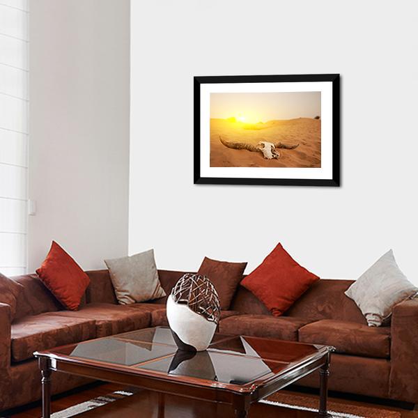 Animal Skull In The Desert Panoramic Canvas Wall Art-1 Piece-36" x 12"-Tiaracle