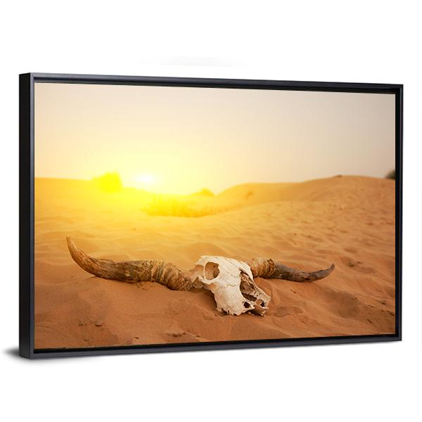 Animal Skull In The Desert Panoramic Canvas Wall Art-1 Piece-36" x 12"-Tiaracle