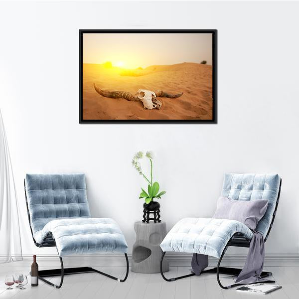 Animal Skull In The Desert Panoramic Canvas Wall Art-1 Piece-36" x 12"-Tiaracle