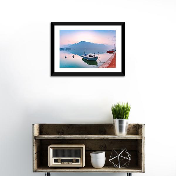 Annecy Lake At Sunrise Canvas Wall Art-1 Piece-Framed Print-20" x 16"-Tiaracle