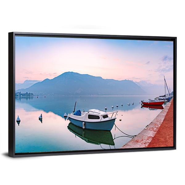 Annecy Lake At Sunrise Canvas Wall Art-3 Horizontal-Gallery Wrap-25" x 16"-Tiaracle