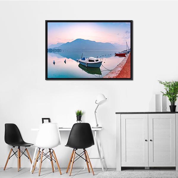 Annecy Lake At Sunrise Canvas Wall Art-3 Horizontal-Gallery Wrap-25" x 16"-Tiaracle