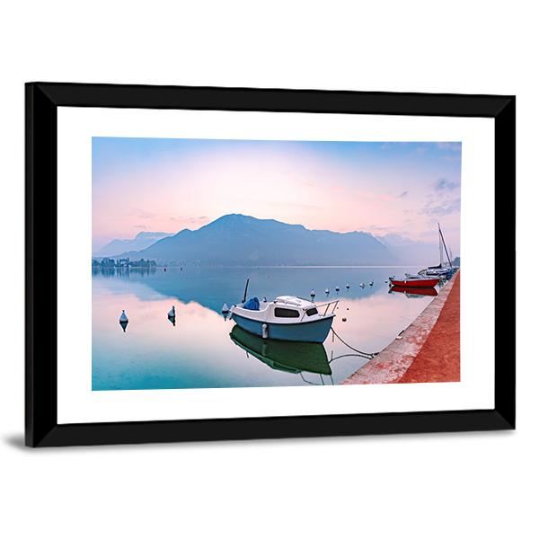 Annecy Lake At Sunrise Canvas Wall Art-3 Horizontal-Gallery Wrap-25" x 16"-Tiaracle