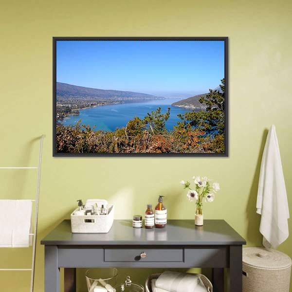 Annecy Lake Canvas Wall Art-1 Piece-Floating Frame-24" x 16"-Tiaracle