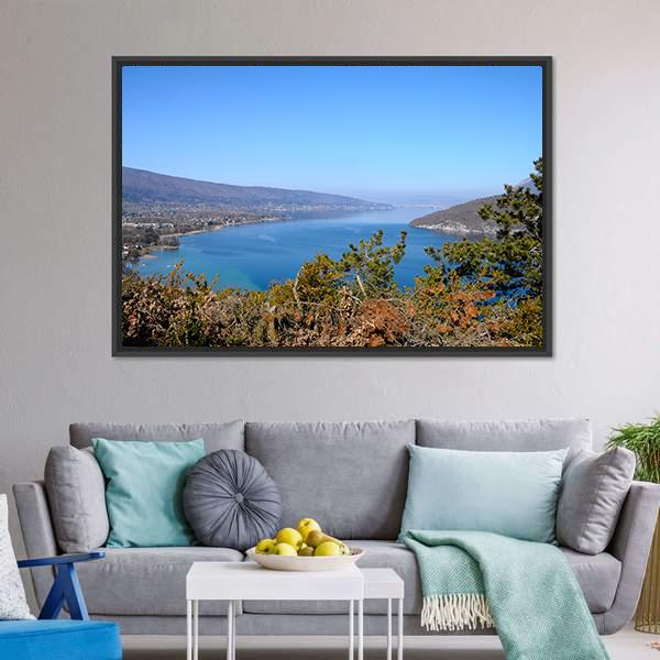 Annecy Lake Canvas Wall Art-3 Horizontal-Gallery Wrap-25" x 16"-Tiaracle