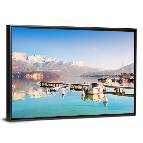 Annecy Lake In Alps Mountains Canvas Wall Art-3 Horizontal-Gallery Wrap-25&quot; x 16&quot;-Tiaracle