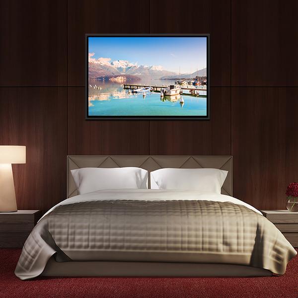Annecy Lake In Alps Mountains Canvas Wall Art-3 Horizontal-Gallery Wrap-25" x 16"-Tiaracle
