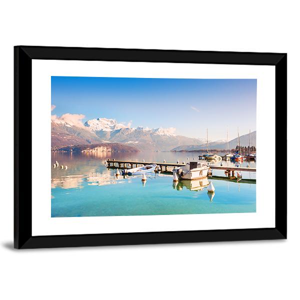 Annecy Lake In Alps Mountains Canvas Wall Art-3 Horizontal-Gallery Wrap-25&quot; x 16&quot;-Tiaracle