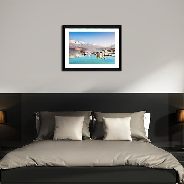 Annecy Lake In Alps Mountains Canvas Wall Art-3 Horizontal-Gallery Wrap-25" x 16"-Tiaracle