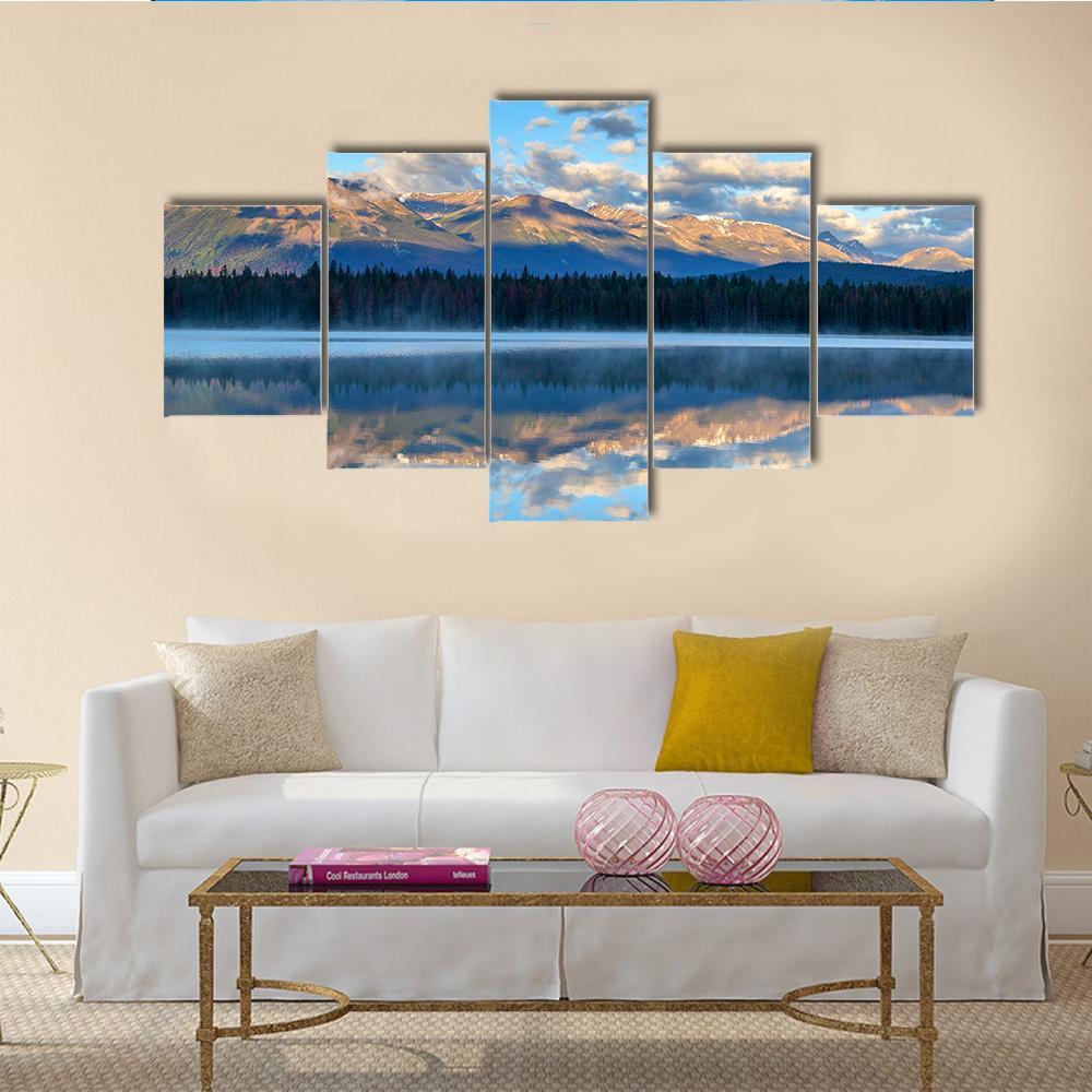 Annette Lake Canvas Wall Art-5 Star-Gallery Wrap-62" x 32"-Tiaracle