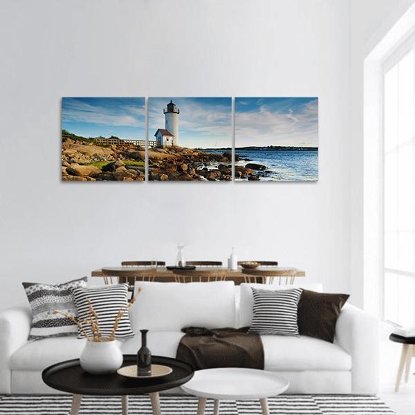 Annisquam Lighthouse Massachusetts Panoramic Canvas Wall Art-3 Piece-25" x 08"-Tiaracle