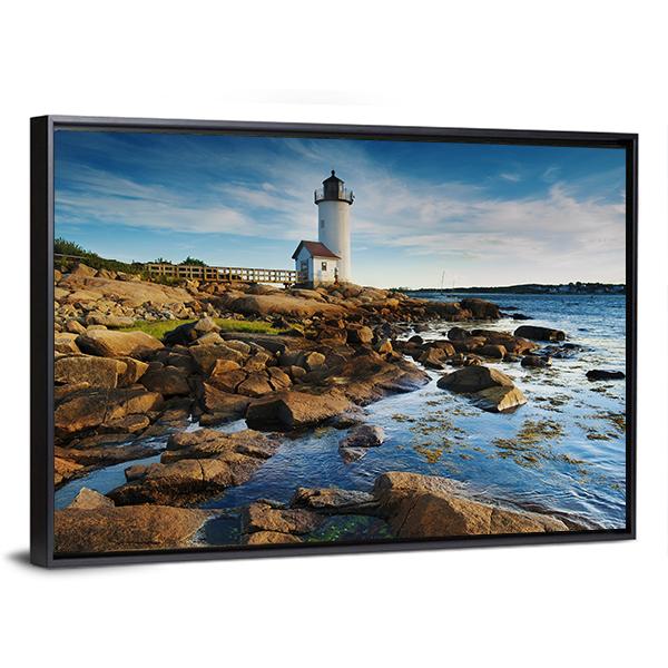 Annisquam Lighthouse Massachusetts Canvas Wall Art-5 Horizontal-Gallery Wrap-22" x 12"-Tiaracle