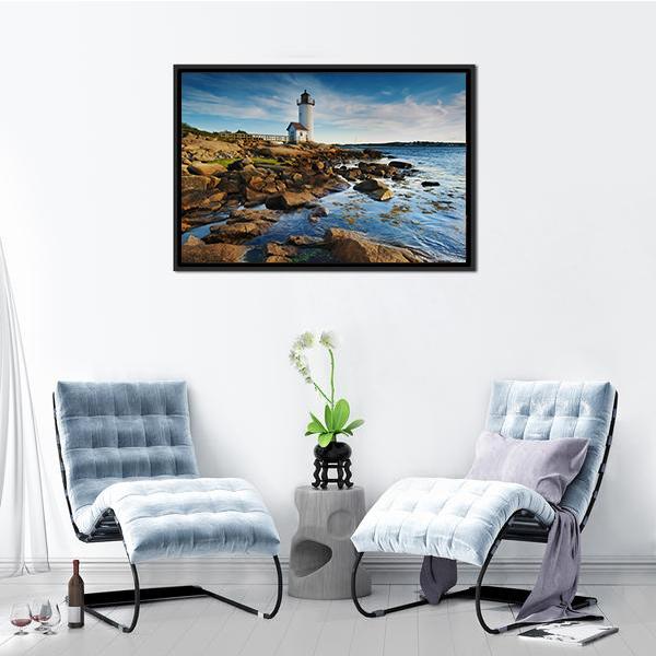Annisquam Lighthouse Massachusetts Canvas Wall Art-3 Horizontal-Gallery Wrap-25" x 16"-Tiaracle