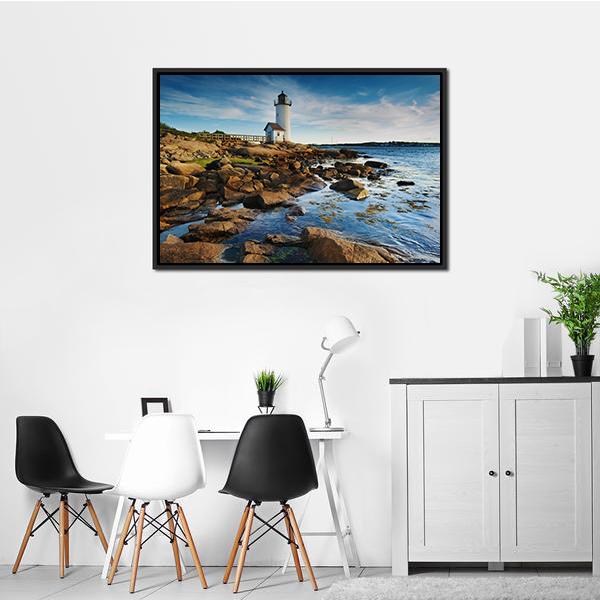 Annisquam Lighthouse Massachusetts Canvas Wall Art-3 Horizontal-Gallery Wrap-25" x 16"-Tiaracle