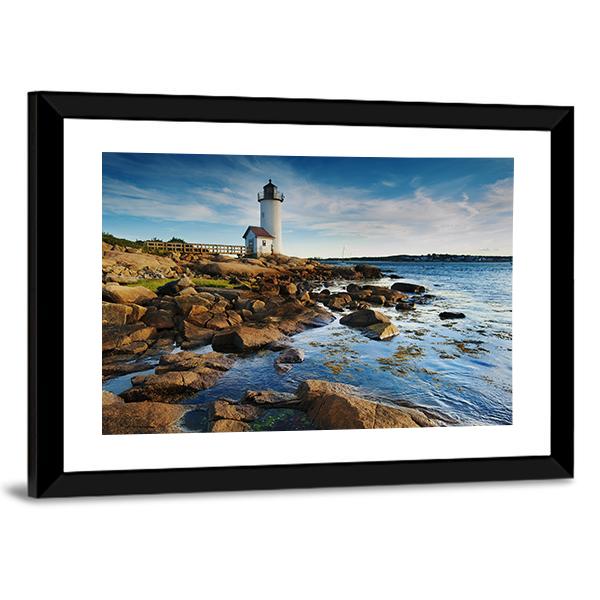 Annisquam Lighthouse Massachusetts Canvas Wall Art-5 Horizontal-Gallery Wrap-22" x 12"-Tiaracle