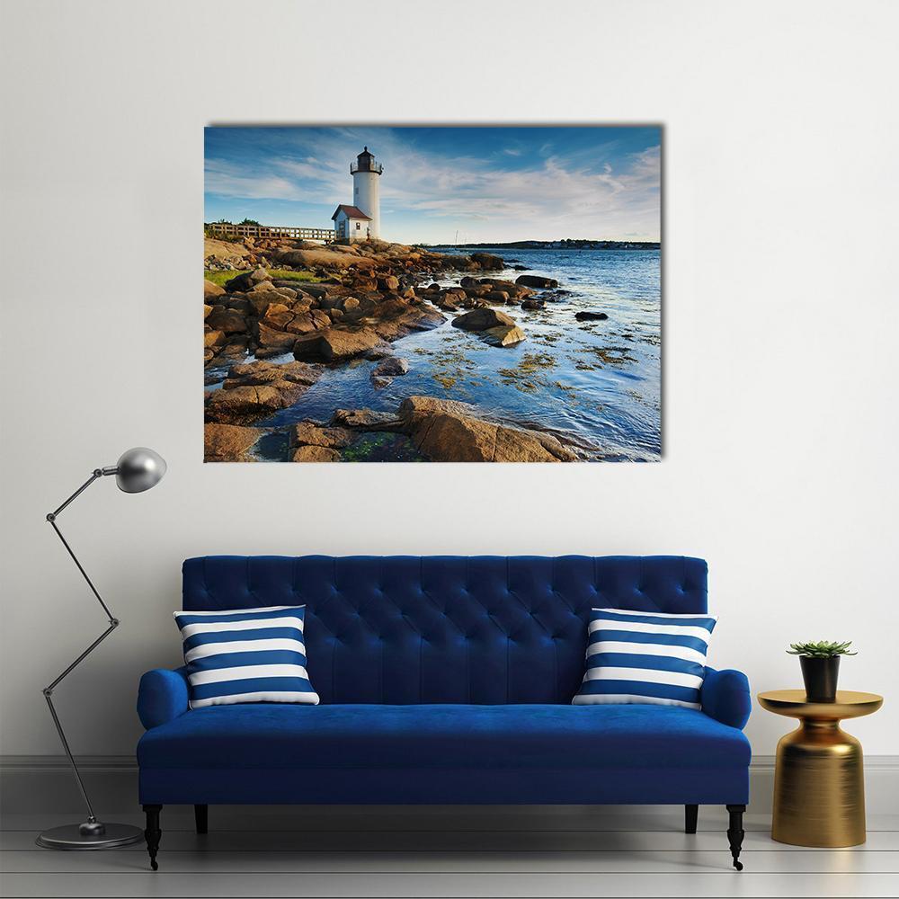 Annisquam Lighthouse Massachusetts Canvas Wall Art-1 Piece-Gallery Wrap-48" x 32"-Tiaracle