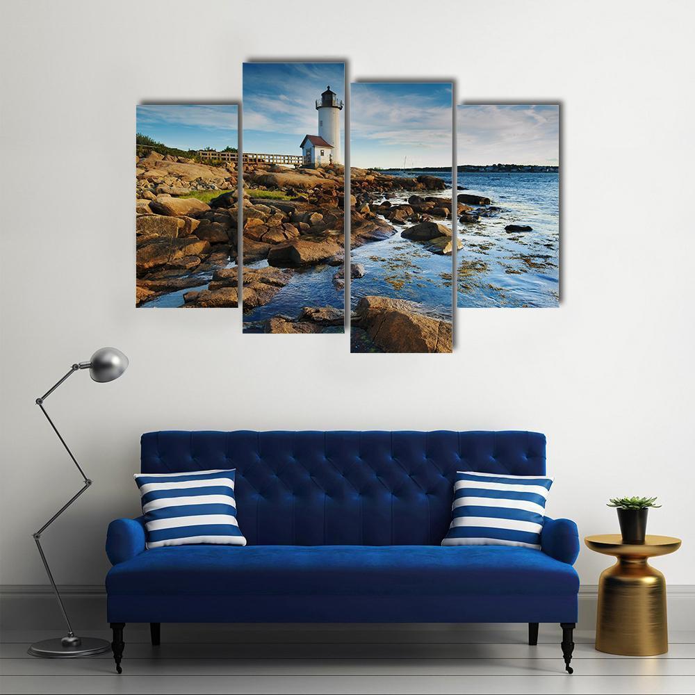 Annisquam Lighthouse Massachusetts Canvas Wall Art-4 Pop-Gallery Wrap-50&quot; x 32&quot;-Tiaracle