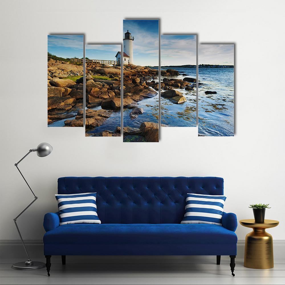 Annisquam Lighthouse Massachusetts Canvas Wall Art-1 Piece-Gallery Wrap-48" x 32"-Tiaracle