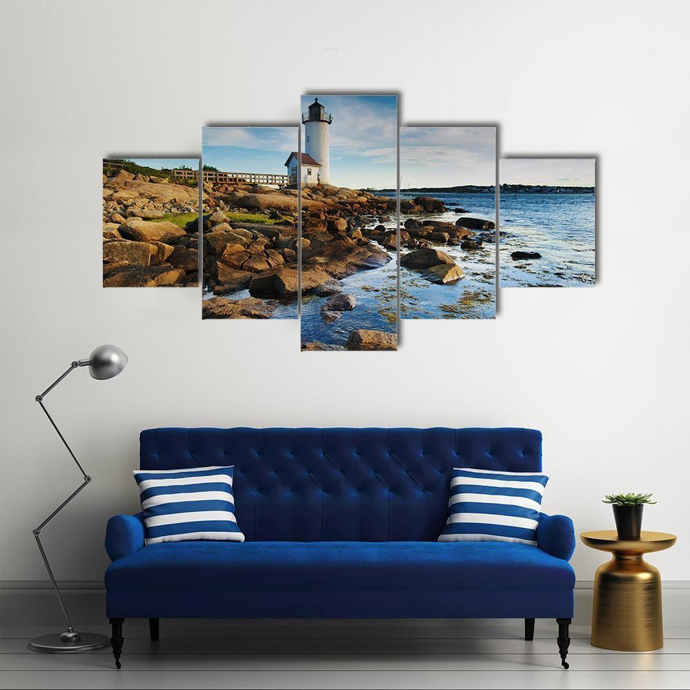 Annisquam Lighthouse Massachusetts Canvas Wall Art-5 Star-Gallery Wrap-62&quot; x 32&quot;-Tiaracle