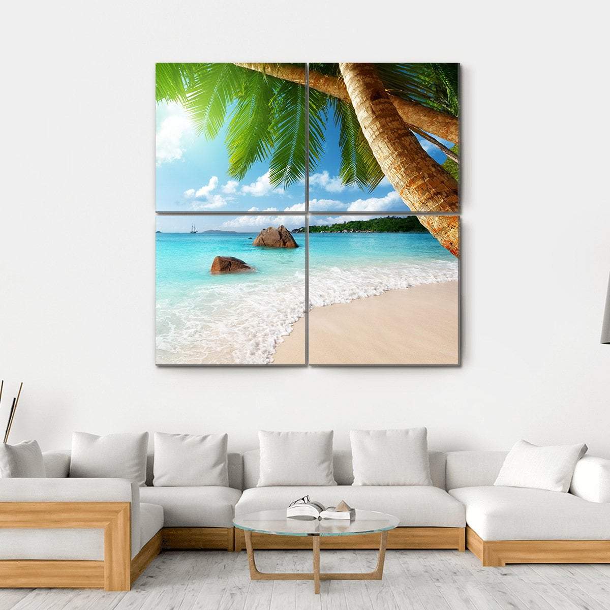 Anse Lazio Beach Seychelles Canvas Wall Art-4 Square-Gallery Wrap-17" x 17"-Tiaracle
