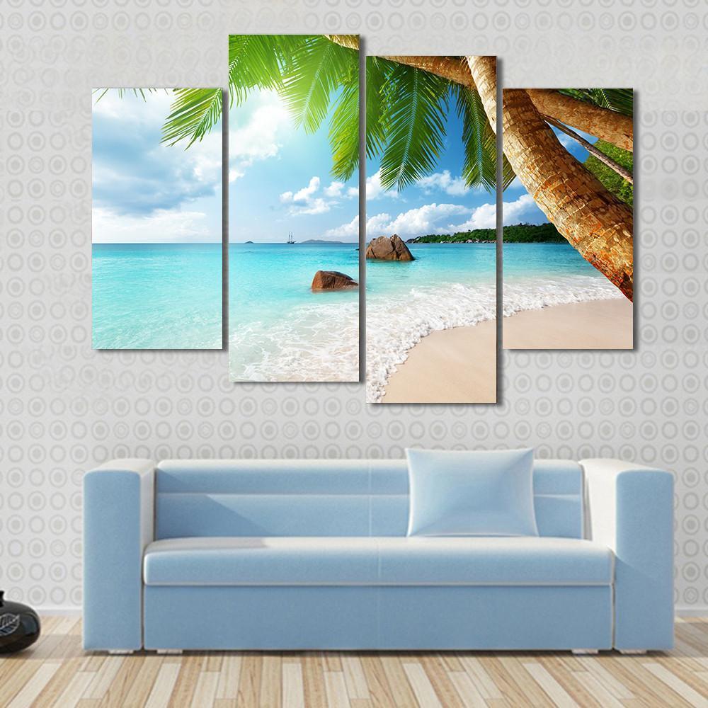 Anse Lazio Beach Seychelles Canvas Wall Art-4 Pop-Gallery Wrap-50&quot; x 32&quot;-Tiaracle