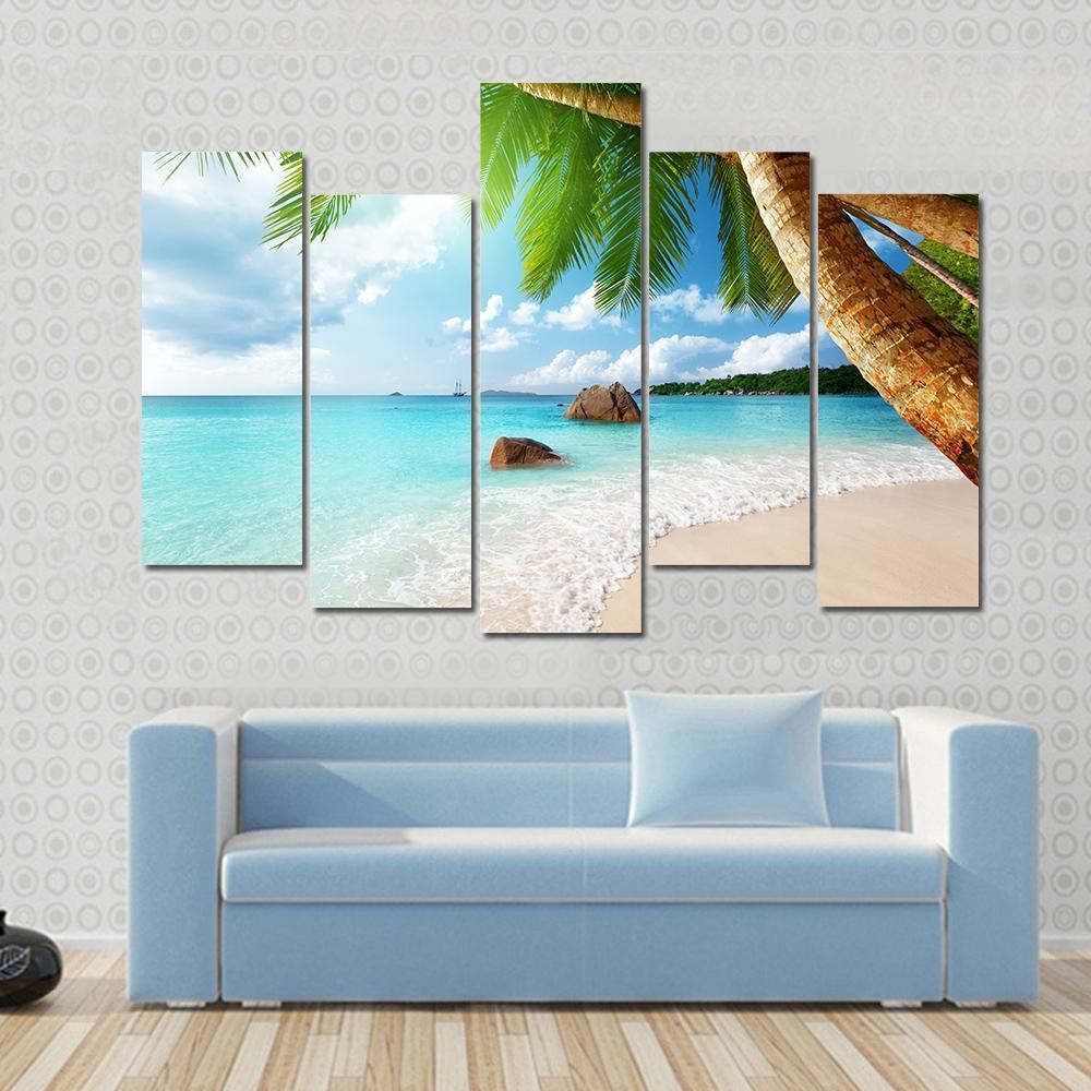 Anse Lazio Beach Seychelles Canvas Wall Art-5 Pop-Gallery Wrap-47" x 32"-Tiaracle