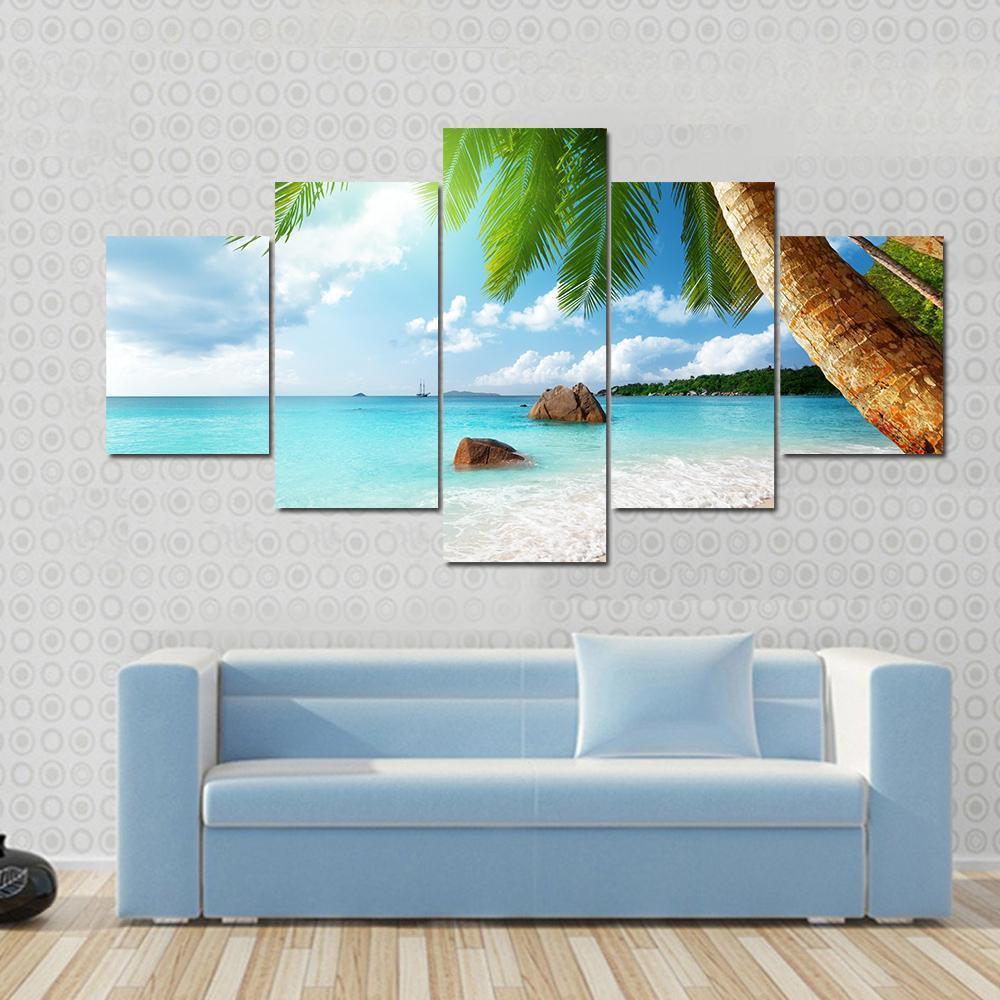 Anse Lazio Beach Seychelles Canvas Wall Art-5 Star-Gallery Wrap-62&quot; x 32&quot;-Tiaracle