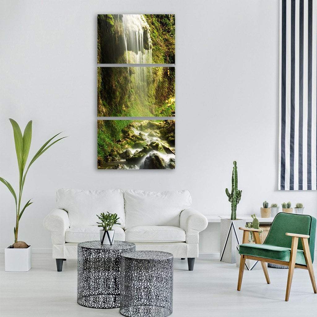 Antalya Waterfall In Turkey Vertical Canvas Wall Art-3 Vertical-Gallery Wrap-12" x 25"-Tiaracle