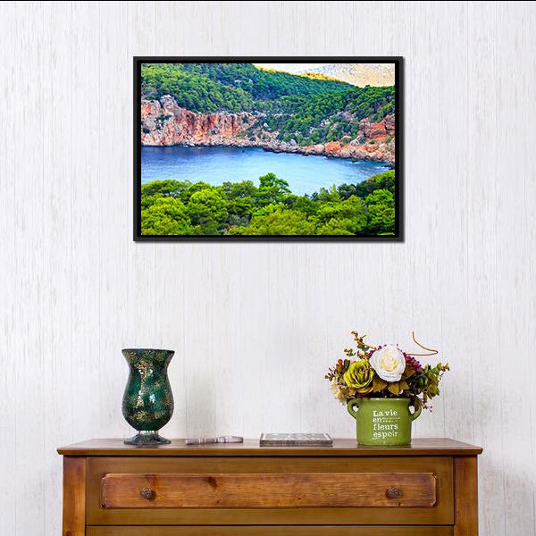 Antalya Sea Landscape Canvas Wall Art-1 Piece-Floating Frame-24" x 16"-Tiaracle