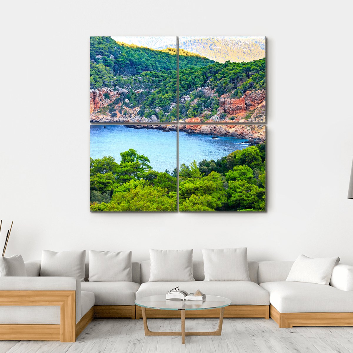 Antalya Sea Landscape Canvas Wall Art-4 Square-Gallery Wrap-17" x 17"-Tiaracle